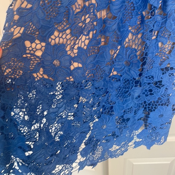 Blue Lace-Like Midi Dress - Picture 3 of 7